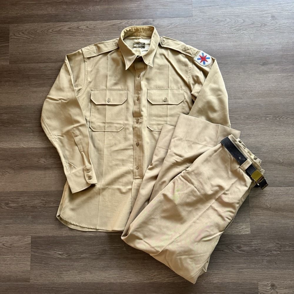 VTG WWII WW2 US ARMY OFFICER Regulation Uniform Shirt Trousers Belt Worsted Wool